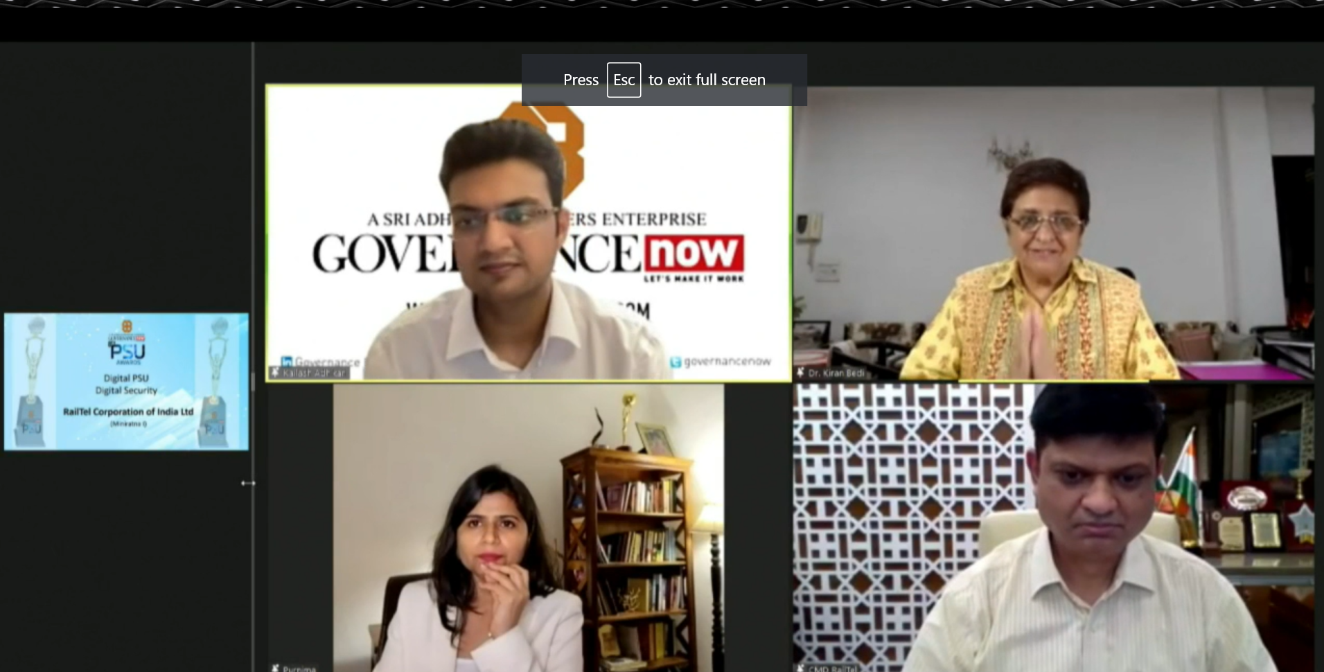 RailTel bags the Governance Now PSU Awards in 'Digital PSU' and 'Digital Security' categories. 